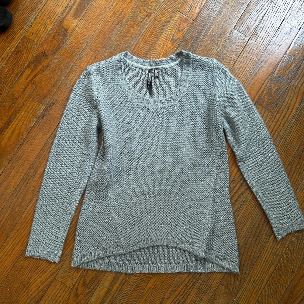 Sequined Gray Women's Scoop Neck Sweater